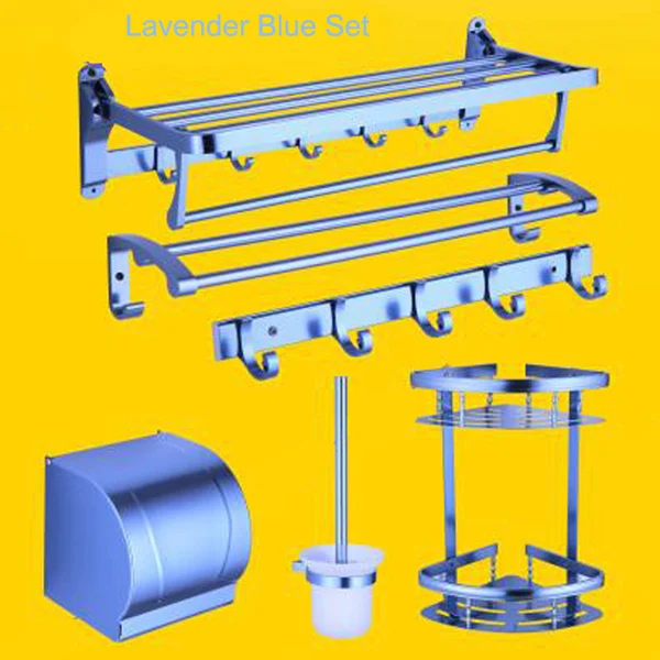 KOLERTH полированный алюминиевый набор аксессуаров для ванной комнаты с держателем для полотенец крючок держатель для бумаги держатель для щетки набор аксессуаров для ванной комнаты - Цвет: Lavender Blue