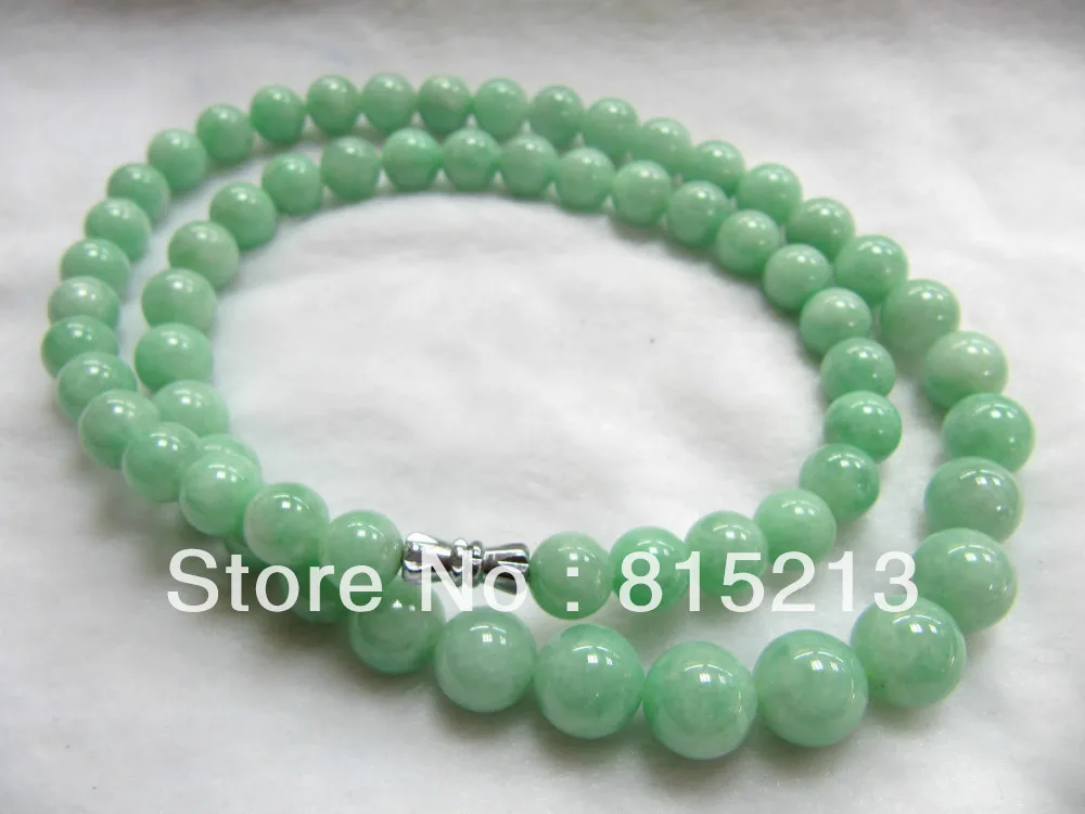 

FREE SHIPPING>>> HOT582 Top-Qaulity Certified Natural A Grade Jade Jadeite 9mm beaded Necklace