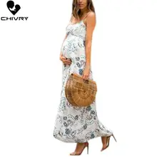 Chivry 2019 Maternity Dress Women Summer Fashion Print Sleeveless Camisole Pregnancy Maxi Dresses Pregnant Dress Vestidos open back tribal print maxi dress