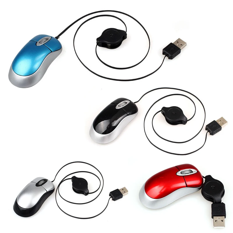 

GTFS-Portable Extensible Mini USB Wired Optical Mouse Mice For PC Laptop Computer With Random Color