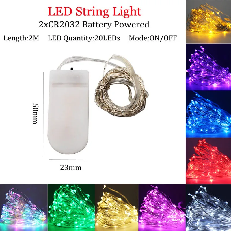 2m Copper Wire led string Light with Bottle Stopper for Glass Craft