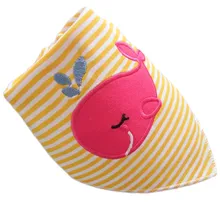 

Baby Saliva Towel Cotton Double Layer Thicken Triangle Towel Button Cartoon Animal Embroidery 0-4T
