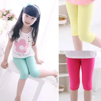 3-10years Girls Knee Length Kid Fifth Pants Candy Color Children Cropped Clothing Spring-Summer All-matches Bottoms Leggings 5