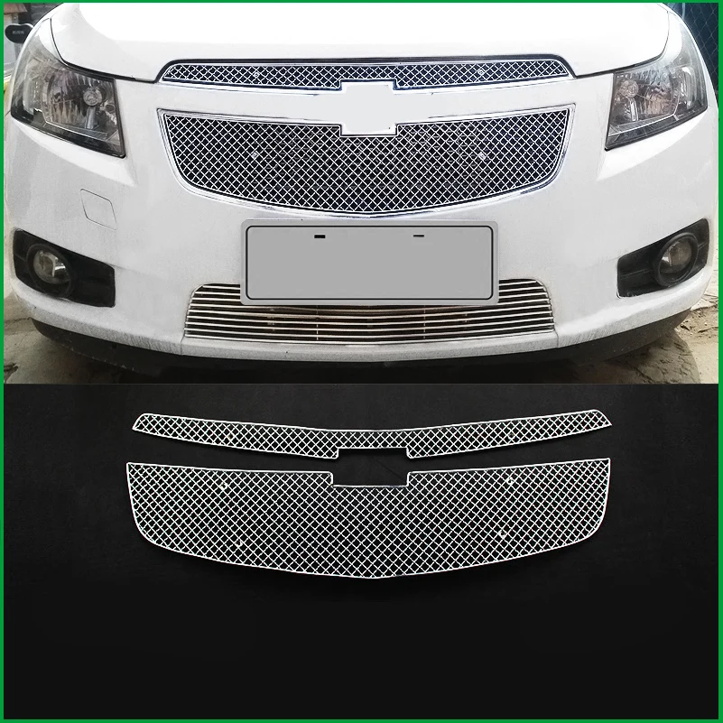 Для Chevrolet Cruze 2009-2014 передний бампер из нержавеющей стали сотовая Центральная
