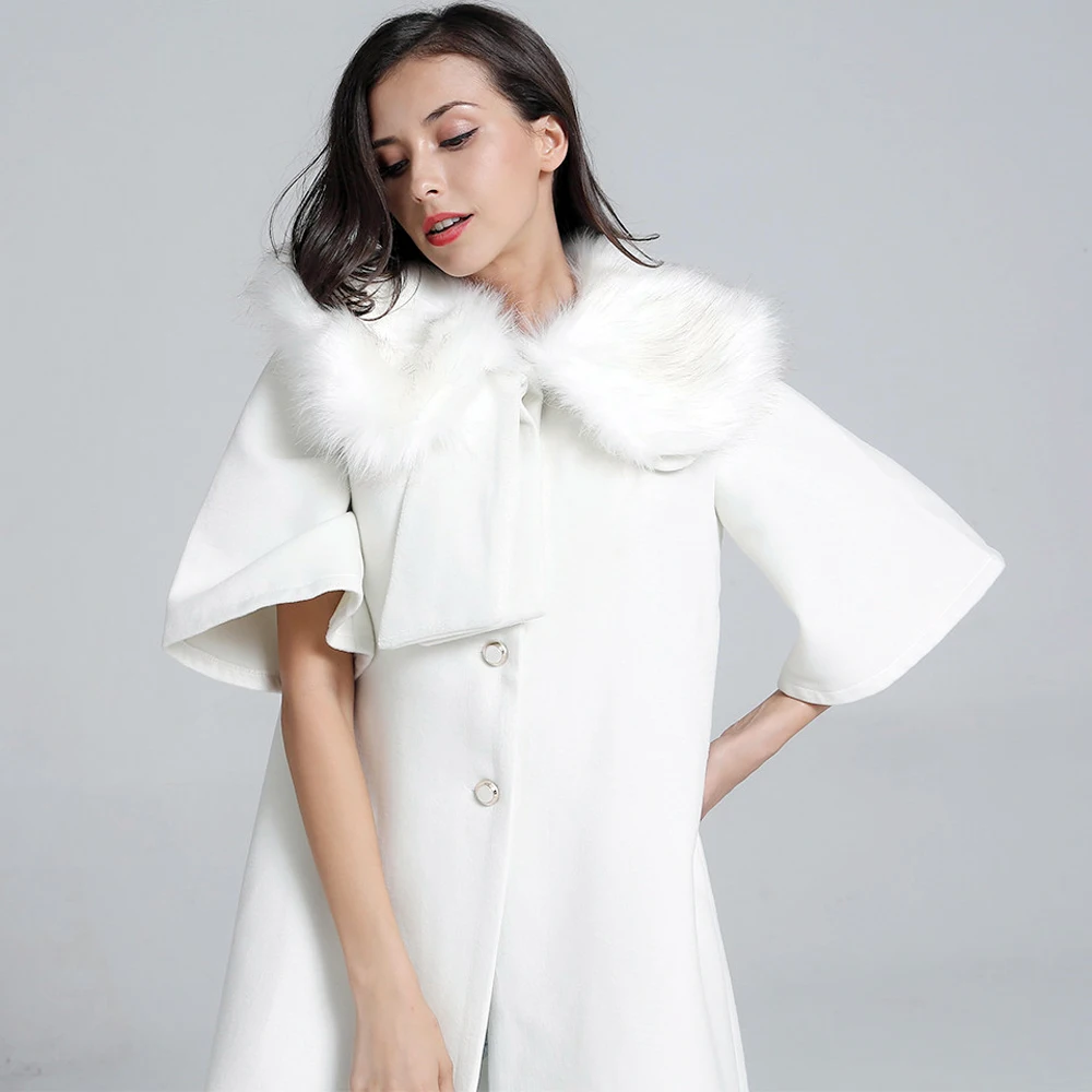 

Winter Coat Women Spring Autumn Women's Fur collar Single-breasted Coats Outwear Women's White Rabbit Hair women Coat Jacket