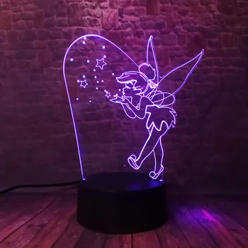 

Tinker Bell Anime Figure Princess Model 3D Illusion Led Lamp 7 Colors Changing Nightlight Lighting Toys for Girls Party Supplier