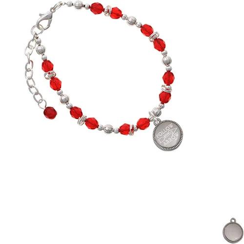 Stainless Steel Disc Follow Your Arrow Red Beaded Bracelet