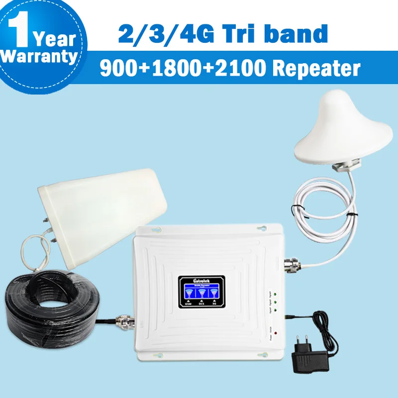 lintratek Tri Band Repeater 2G 3G 4G GSM 900mhz dcs 1800 WCDMA 2100MHz Усилитель Мобильный сотовый усилитель