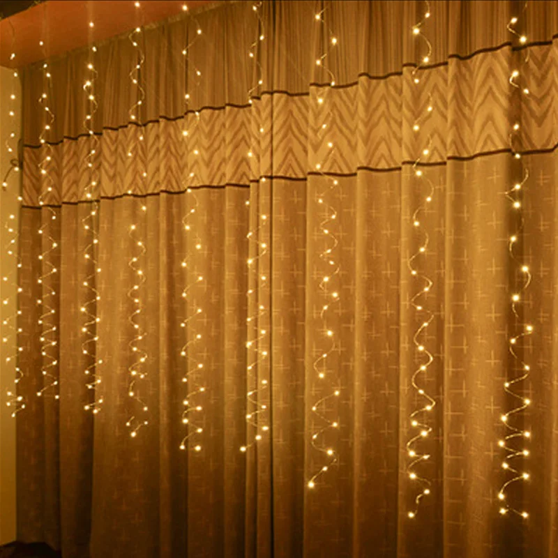 

Waterproof LED String Curtain Light 3x3M 300 LED USB powered led curtain light Copper Wire wedding lights with RF Remote 8 Modes