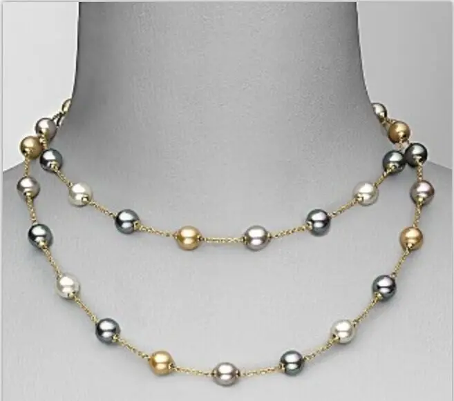 

natural 10-11mm Australian south seas multicolor pearl necklace 40inch (9.13)