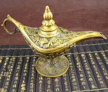 

8'' tibet bronze copper carvings Aladdin and His Wonderful Lamp cup pot teapot