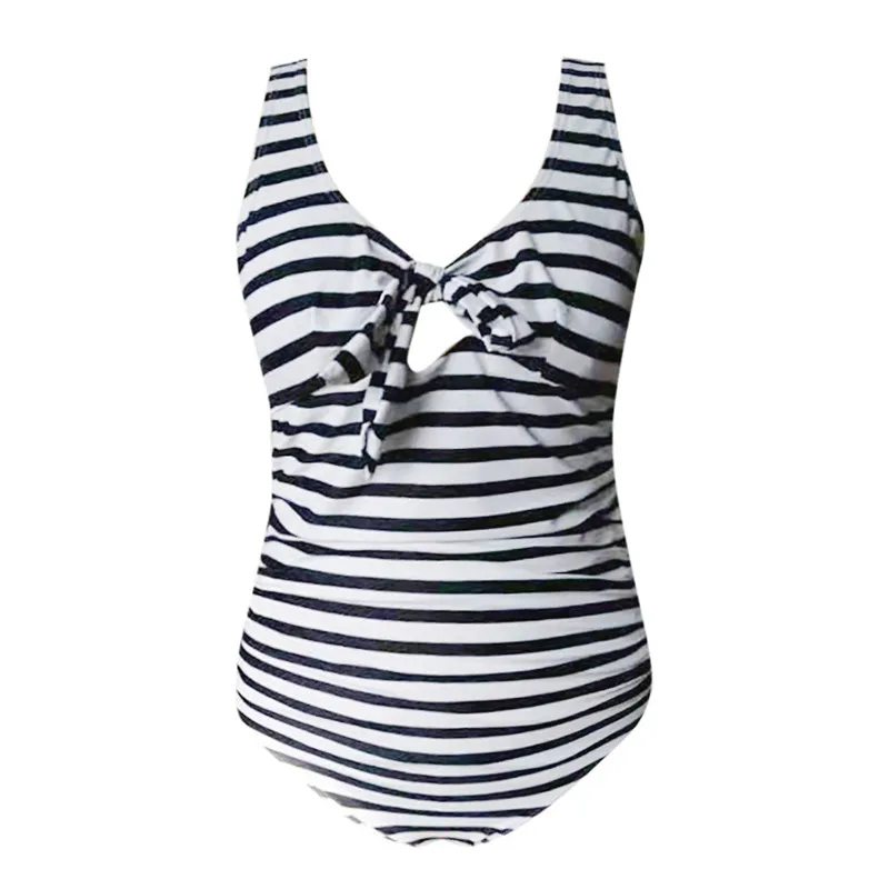 Maternity Tankini Women Striped Strappy Swimsuit Bikinis Halter Pregnant (5)