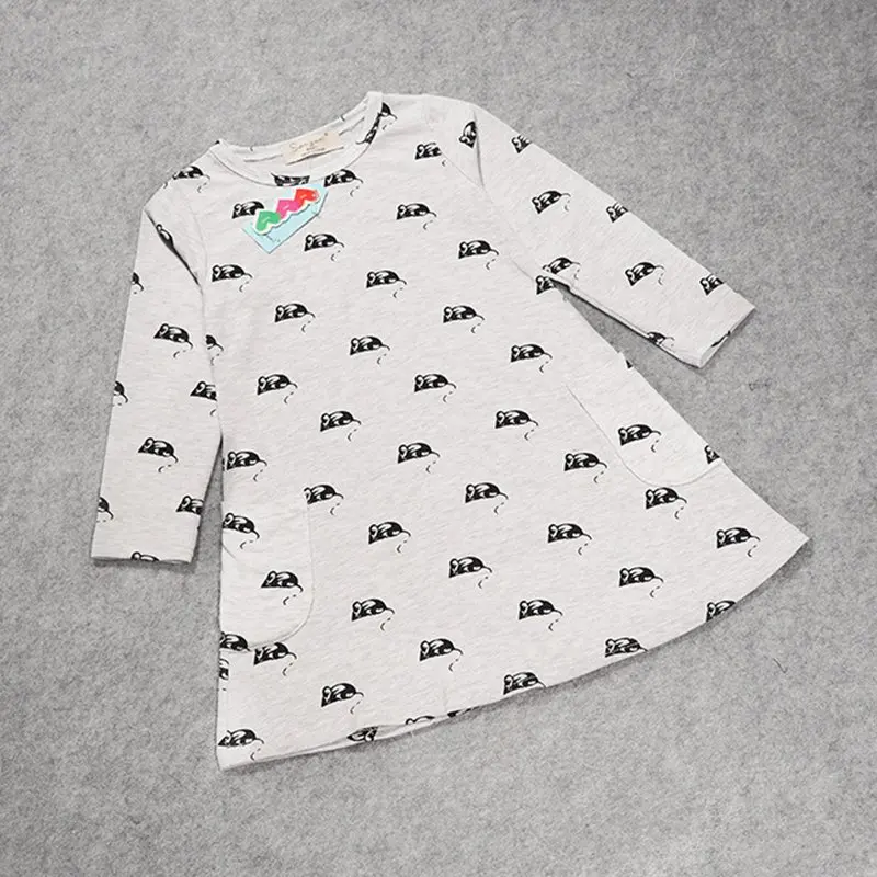 

Cute Kids Clothes Girls Autumn Spring Style Clothing Dresses Cartoon Mouse Pattern Children Princess Long Dresses