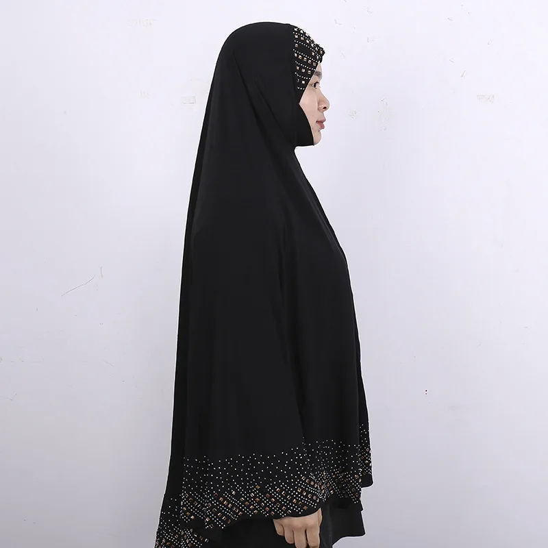 Качество простой мусульманский для женщин химар с бриллиантами исламский, арабский мягкие дышащие Niqab молитва хиджаб кепки исламская