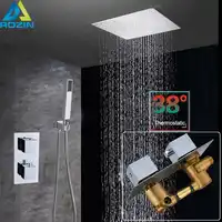 Thermostatic Valve 16" Big Rainfall Shower Mixers Wall Mounted Stainless Steel Shower Head Chrome Bathroom Shower Faucet System