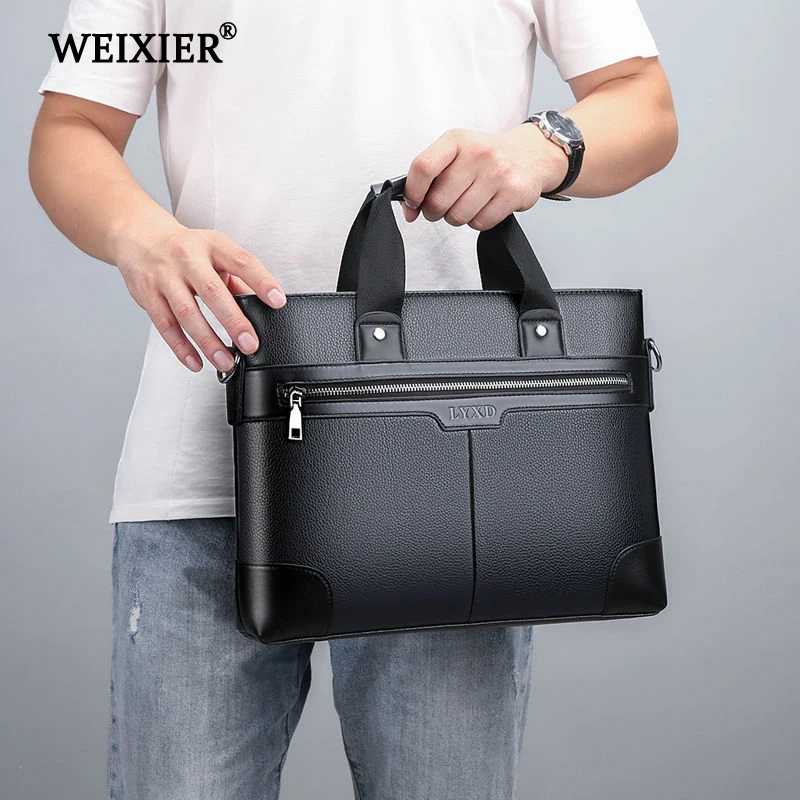 Сумка WEIXIER мужская из искусственной кожи модный чемоданчик на плечо в деловом