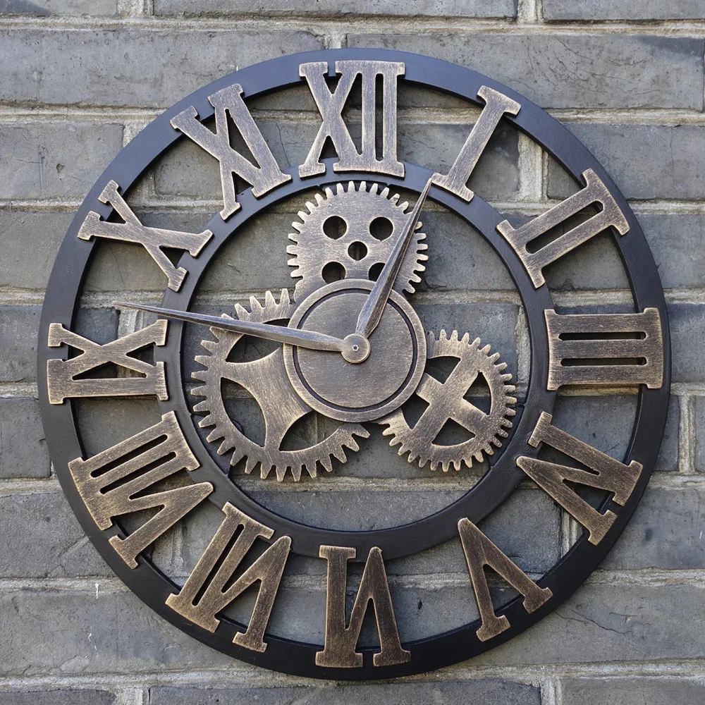 handmade 3d retro rustic decorative luxury art big gear wooden