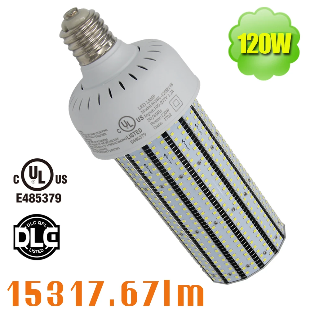 UL DLC 120 Watt LED Parking Lot Lights E39 E40 corn cob lighting Replace 400w metal halide