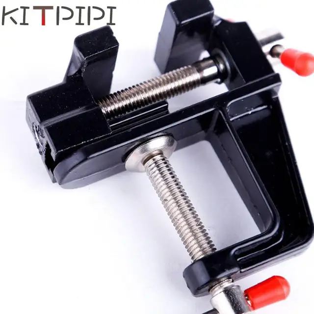 KITPIPI 3.5 Inch Aluminum Miniature Small Jewelers Hobby Clamp On Table Bench Vise Mini DIY Craft Tool Vice Fixed Repair Tool