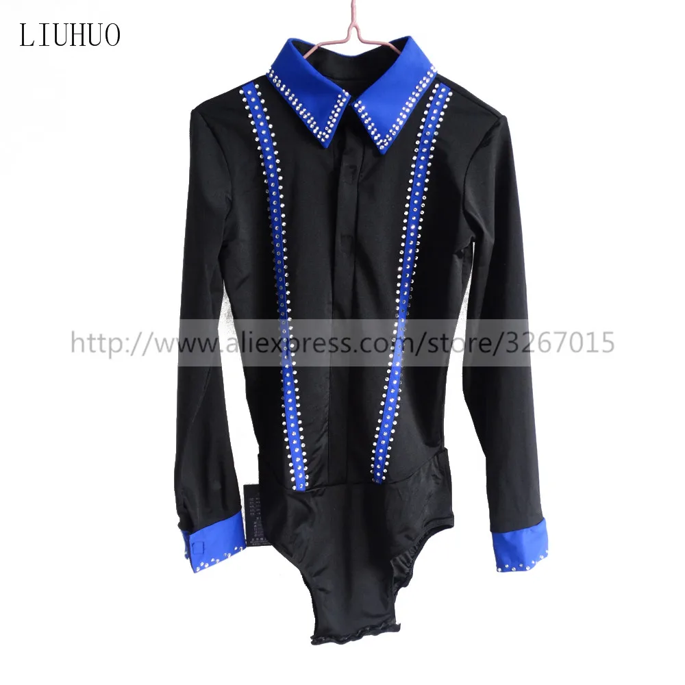 Boys men figure skating costumes TopsFigure skating show clothing Black