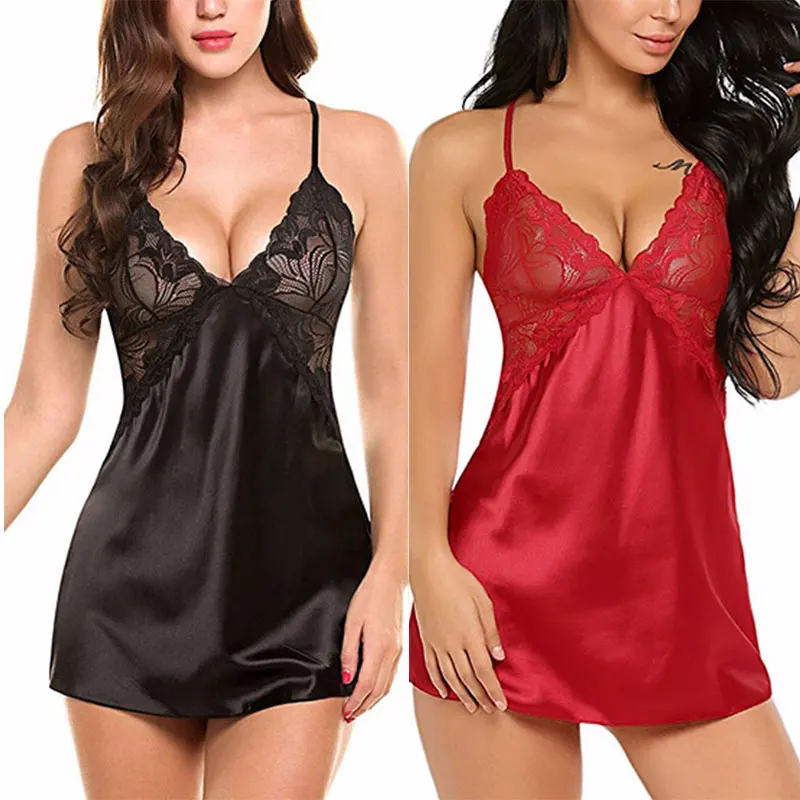 

Plus Size Women Lenceria Erotic Apparel Lingerie Sexy Costumes Babydoll Chemise Lingerie Porno Sexy Underwear Back Cross Pajamas