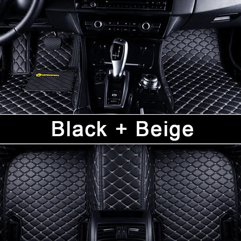 ROWNFUR кожаные автомобильные коврики для Audi A6(C6, C7) ПУ пользовательские 3D автомобильные коврики автомобиля-Стайлинг авто аксессуары для интерьера Защита чистоты - Название цвета: BLACK-BEIGE