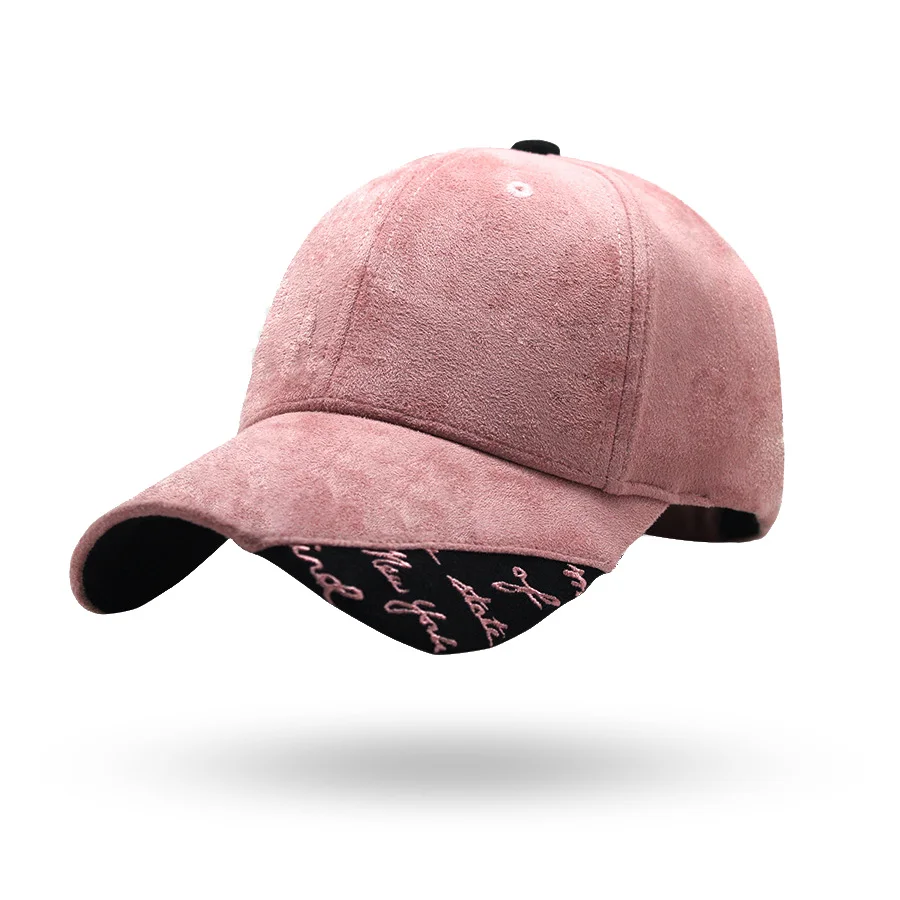 

New fashion suede patchwork strapback baseball cap with embroidery letter women men summer sun hat truck cap hip hop bone