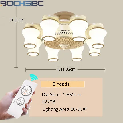 BOCHSBC современный светодиодный потолочная люстра с вентилятором 8 головок анион белые подвесные люстры столовая гостиная ночник с подставкой - Цвет лезвия: B 8 heads