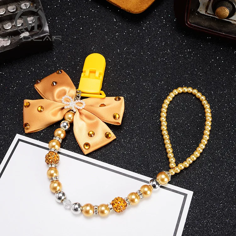 MIYOCAR bow bling rhinestone princess pacifier clip holder dummy clip and bling golden crown pacifier dummy idea gift MIYOCAR bow bling rhinestone princess pacifier clip holder dummy clip and bling golden crown pacifier dummy idea gift