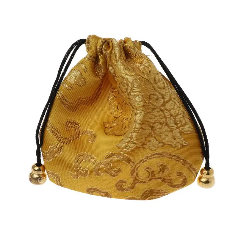 Традиционный Шелковый дорожный мешочек, Классический китайский органайзер для ювелирных изделий с вышивкой - Цвет: Цвет: желтый
