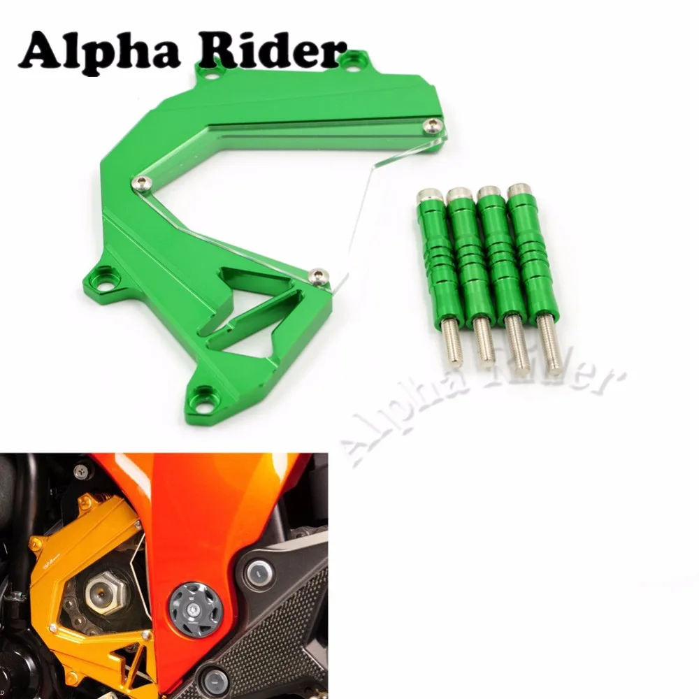 Green CNC Aluminum Front Sprocket Chain Cover Case Guard Left Engine Protection for KAWASAKI