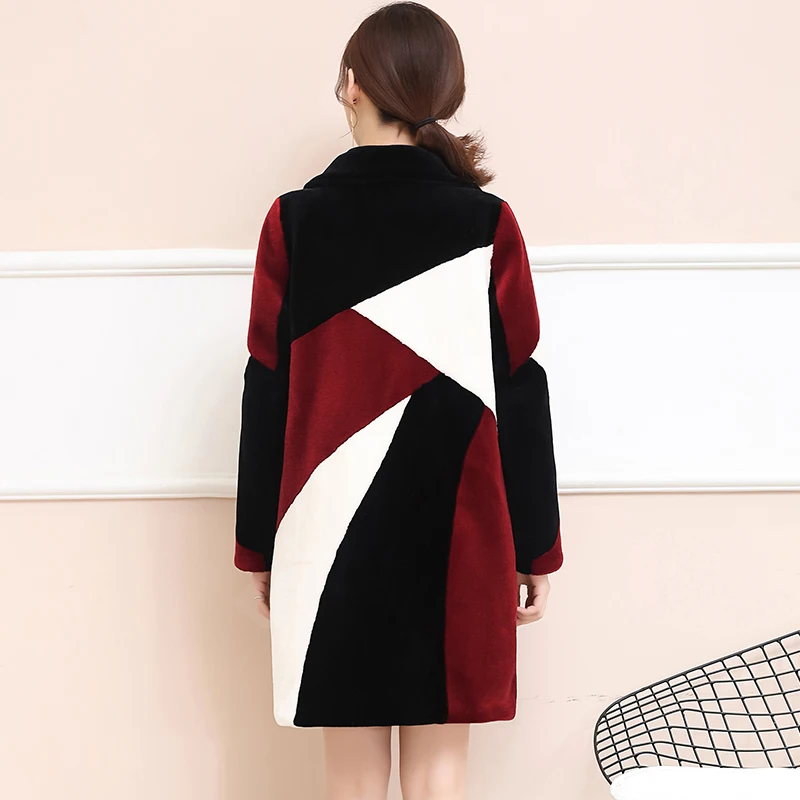 Nerazzurri Women Real Fur Coat Long Natural Sheep Shearing Fur Coat Thick Warm Winter lamb Sheared Jacket Plus Size 5xl 6xl 7xl