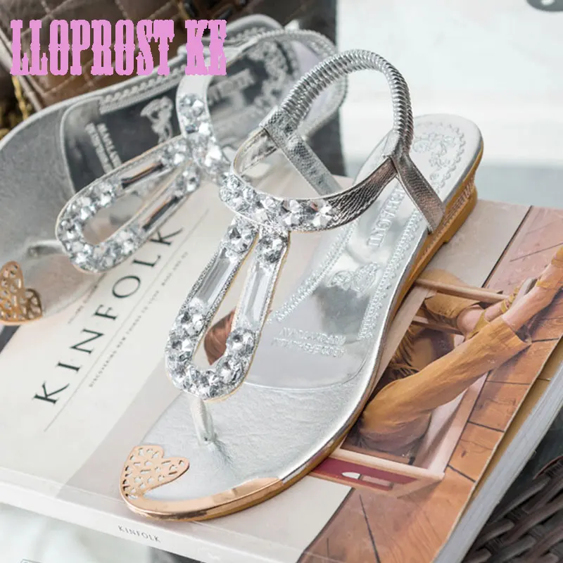

LLOPROST KE Women Shoes Sandals Comfort Sandals Summer Flip Flops Vogue Wedges Sandals Crystal Gladiator Sandalias Mujer dxj2136