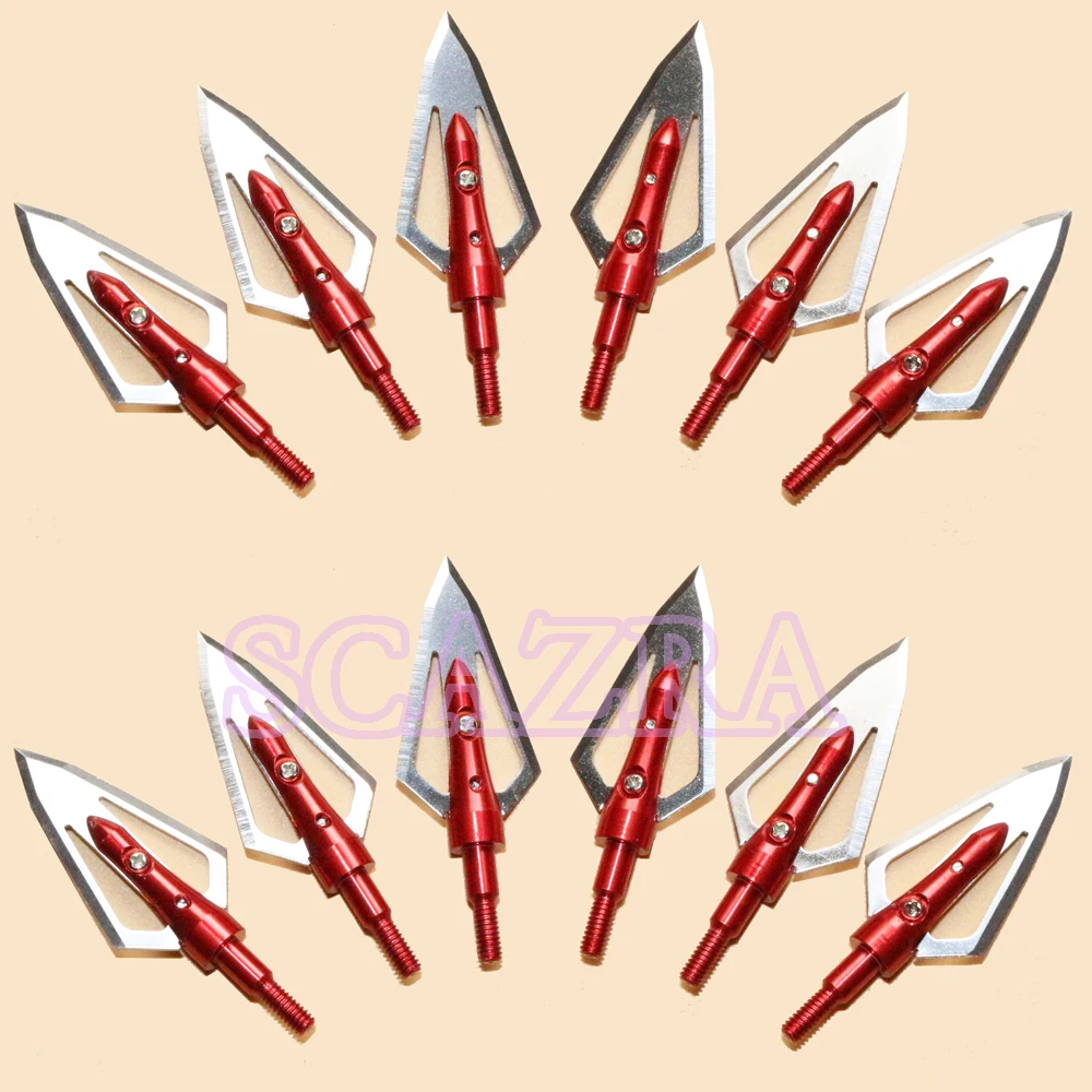 12pcs 100 Grain Broadheads Arrowhead 2 Fixed Blade Archery Points