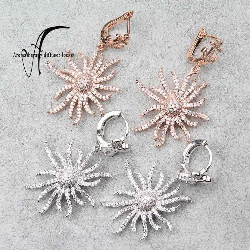 Luxury Mixed Micro Pave Flower Earrings with anchor hooks ZC Zircon Pendants Drop Charm Jewelry for Party gift | Украшения и