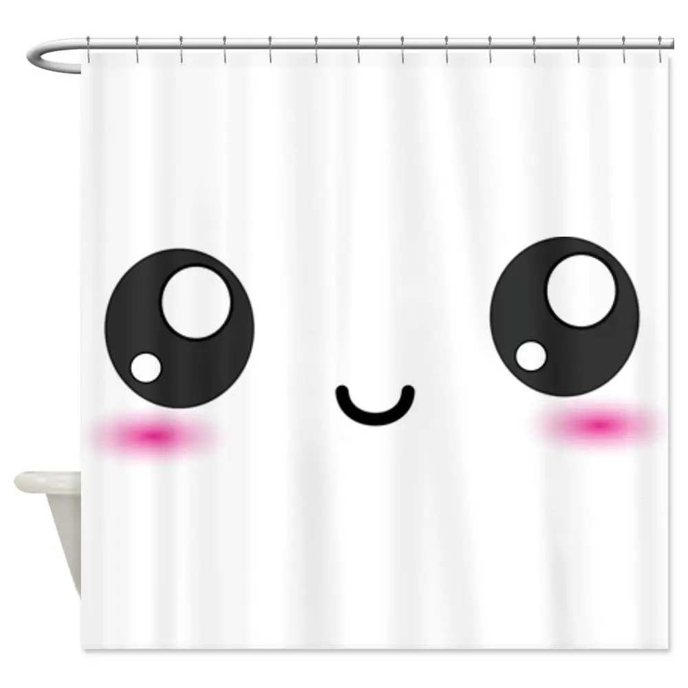Japanese Anime Smiley Shower Curtain Decorative Fabric Shower Curtain (69"x70")in Shower