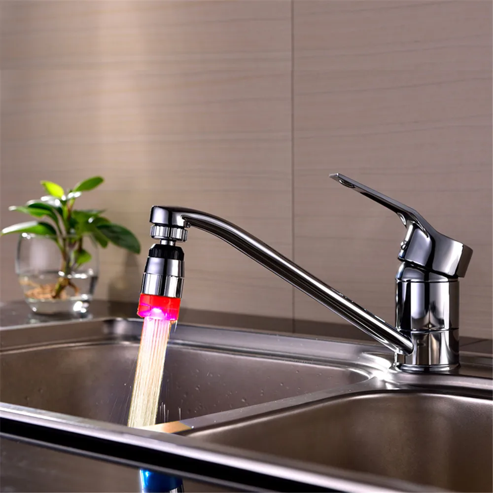

Led Light Faucet Colorful Color 360 Degree Rotating Faucet Home Bathroom Glow Water Tap Flashing Shower Heads Glow Faucet #J1