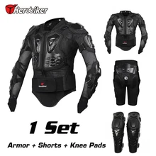 Herobiker Новинка 2017 года Motorcross гоночный мотоцикл Средства ухода за кожей Панцири Защитная куртка + Шестерни Короткие штаны + Защитная мотоциклетные наколенники