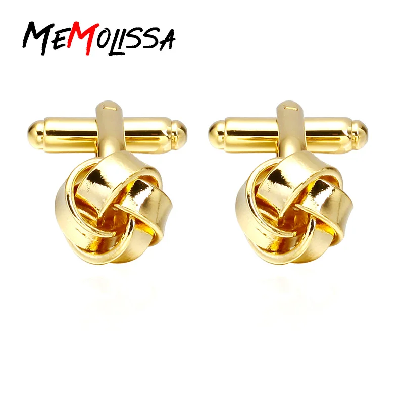 MeMolissa Golden Circle Twist Knot Cufflinks for Mens Suits Buttons