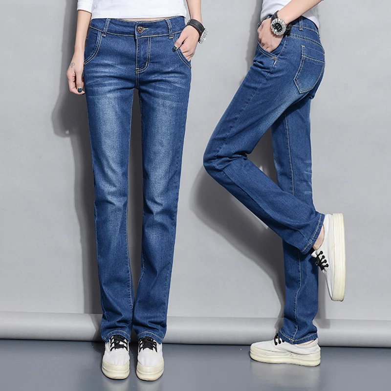 Straight Jeans Woman 2018 New Spring Autumn Fashion Casual Washed Blue High Waist Denim Trousers Jean Femme Straight Jeans Woman 2018 New Spring Autumn Fashion Casual Washed Blue High Waist Denim Trousers Jean Femme