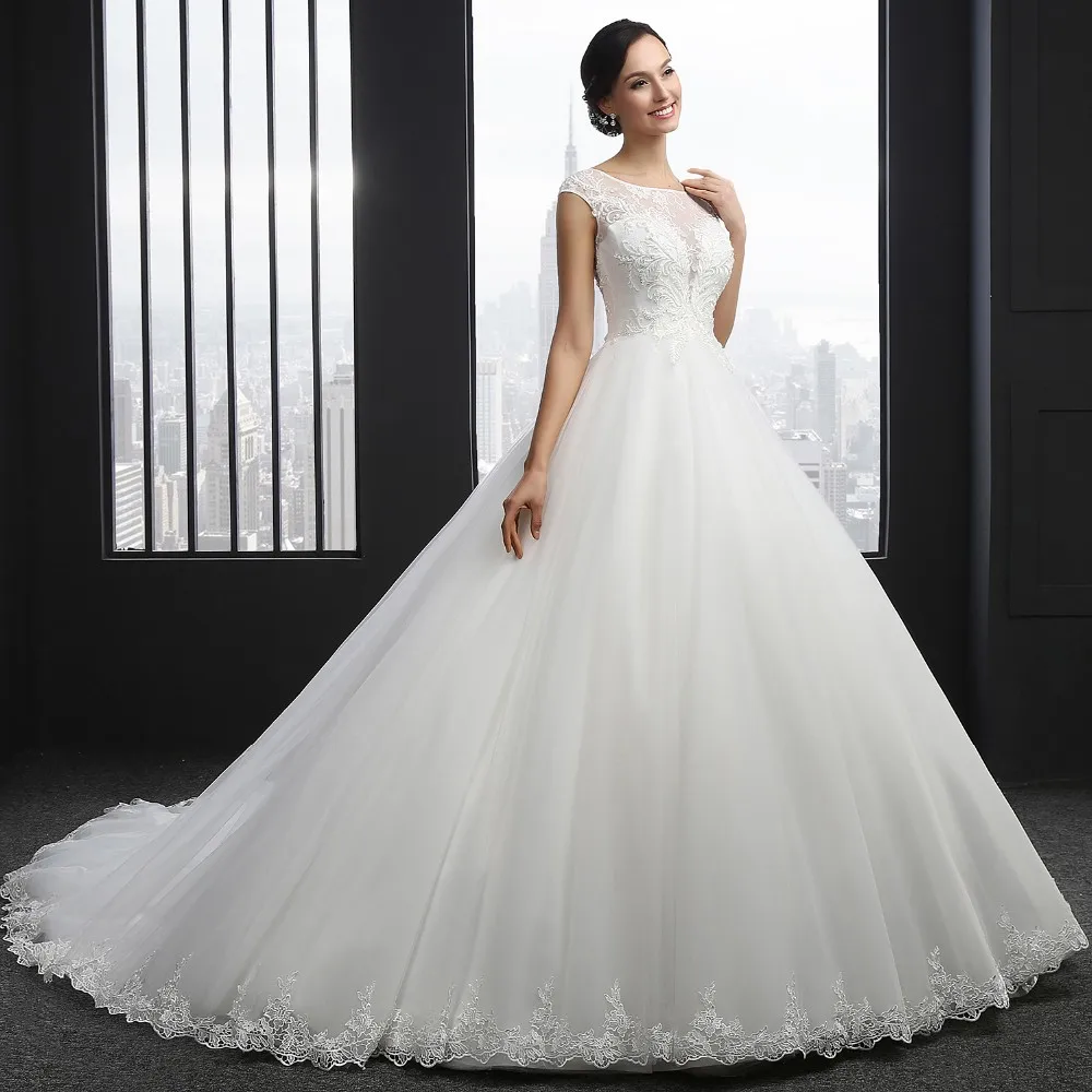 MZ-0031 New Arrival Princess Wedding Dress Custom Made Sequins Cap Sleeve Bride Dresses Tulle Wedding Dresses 4