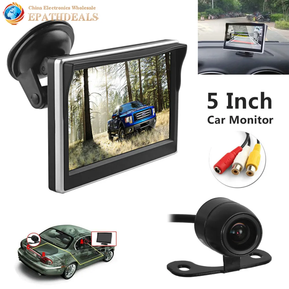 

5 Inch TFT LCD 480 x 272 HD Digital Car Rear View Monitor Parking + 18mm Color Waterproof Car Reverse Rearview Backup Camera