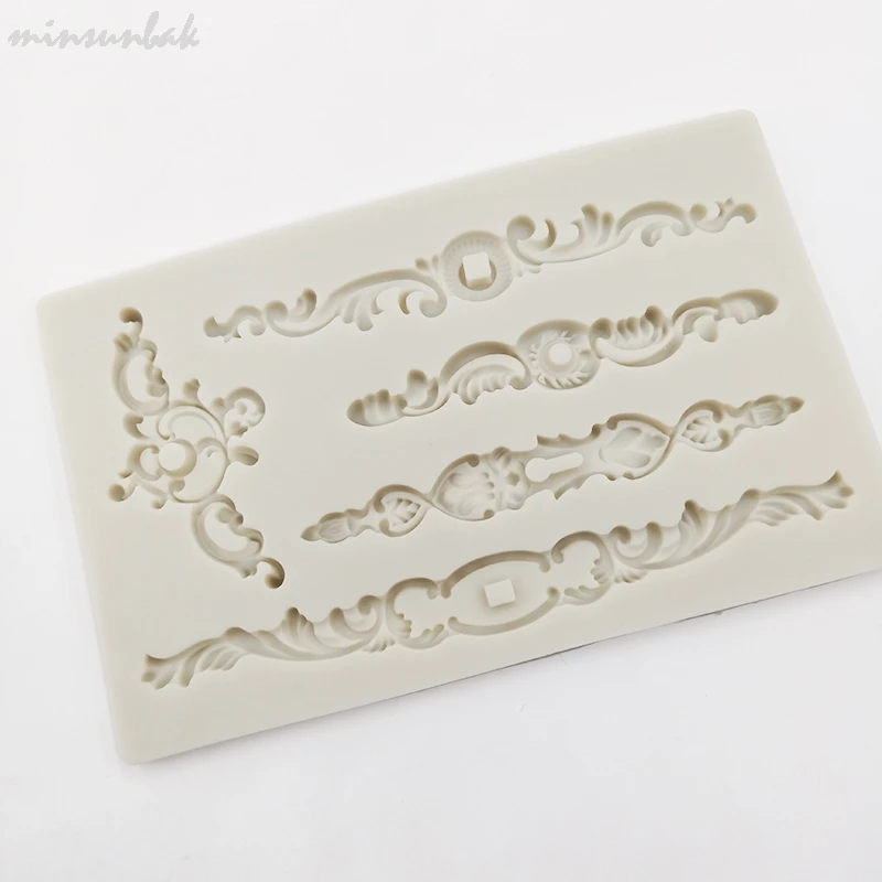 Minsunbak 3D свадебные украшение торта мастикой инструменты Европейский классический выпуклый силиконовый Плесень шоколадная мастика плесень