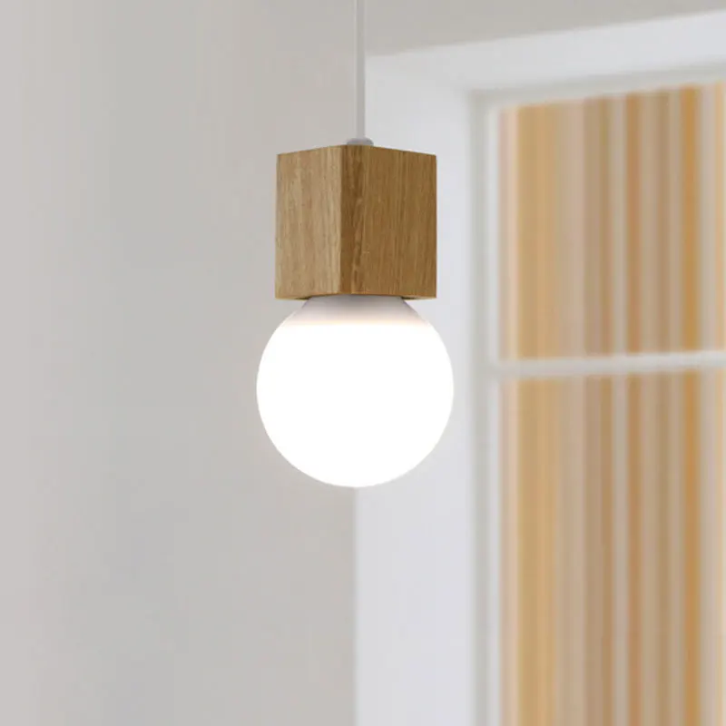 

Vintage Retro LED Pendant Light Metal&Oak Wood E27 3W Wood lamp holder Hanging light fixture For study foyer Home AC100-240V