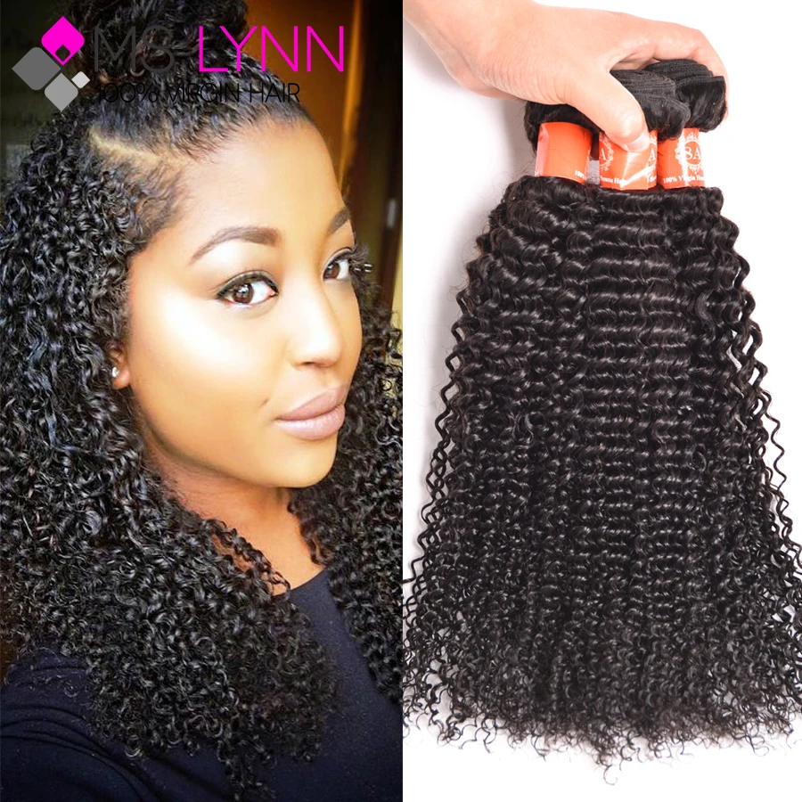 mslynn Kinky Curly Virgin Hair 3 Bundles Brazilian Virgin Hair Curly