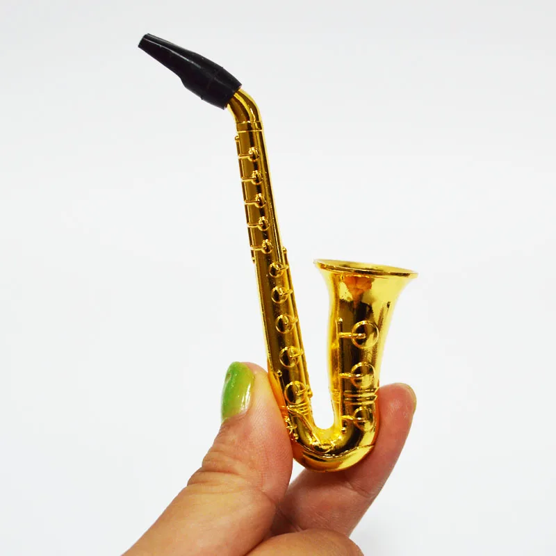 1pcs Small Saxophone Portable Smoking Pipes Metal Tobacco Weed Pipe