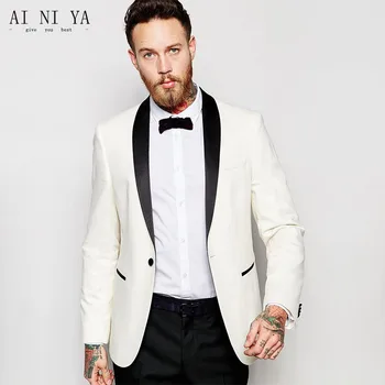 

Fashionable men's suits custom white blouse and black pants green apple collar black men's suits for formal men's suits