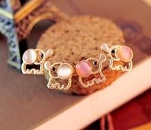 Fashion Lovely Cutepink beige Baby Elephant Opal stud earrings women Statement earrings for party free shipping