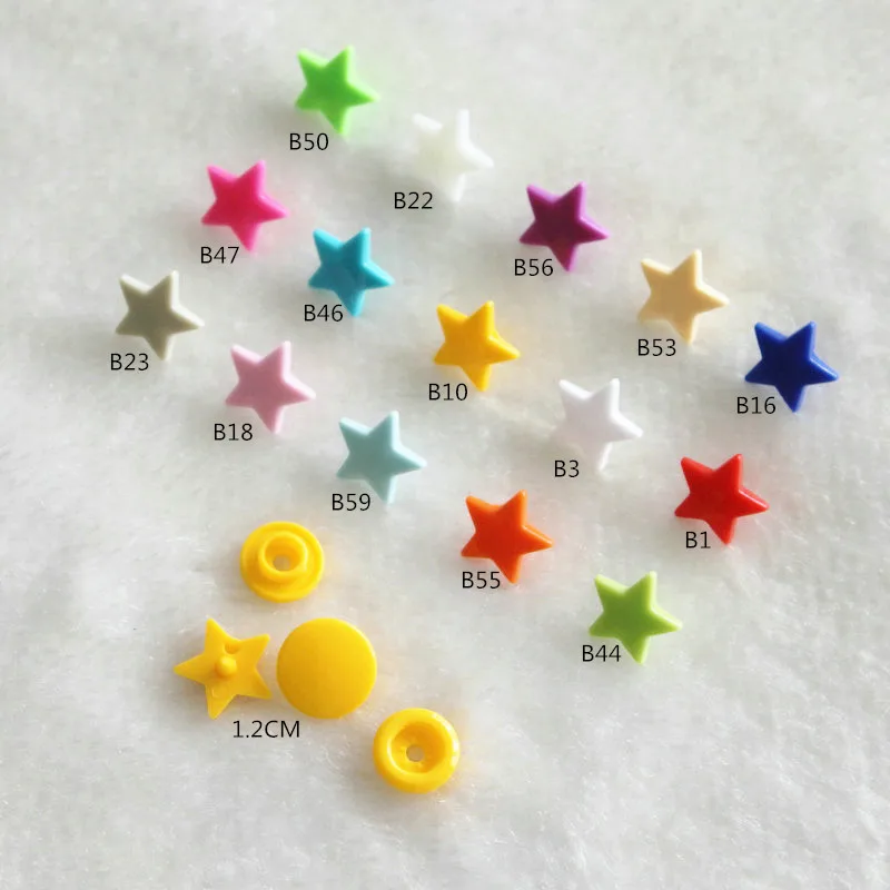 15 цветов Смешанные пятиконечные звезды тип 150 Наборы KAM пластиковая защелка Кнопка детские подгузники с кнопками