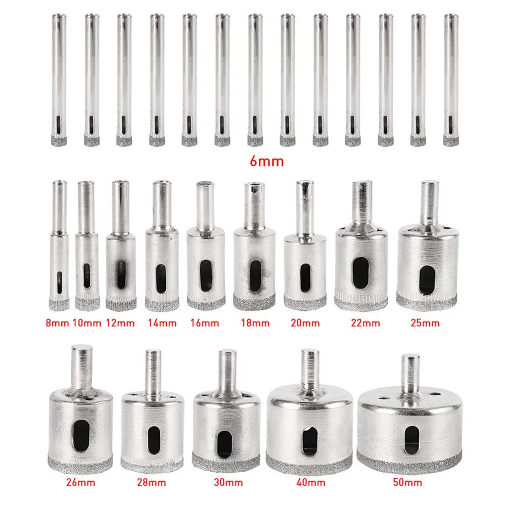 28Pcs/Set Diamond Drill Bit Hollow Drill Hole Saw Bit 6 50mm for Marble